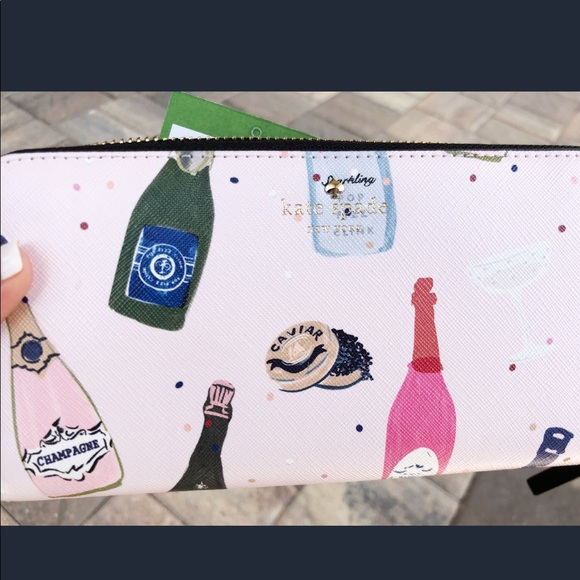 Kate Spade Champagne Print Pink Zip around Wallet - Picture 6 of 6